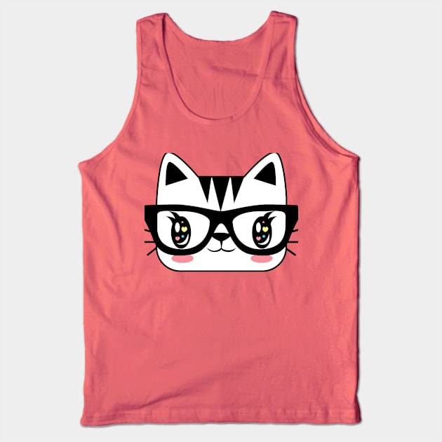 Nerdy Kitten Tank Top by r0sedesigns